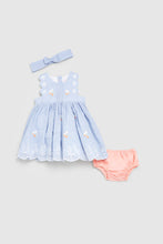 Load image into Gallery viewer, Mothercare Blue Dress, Headband And Knickers
