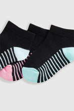 Load image into Gallery viewer, Mothercare Black Stripe Trainer Socks - 5 Pack
