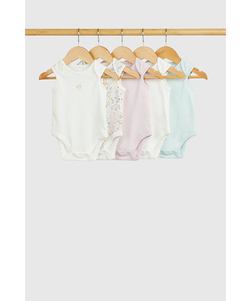 Mothercare Wild Flower Sleeveless Bodysuits - 5 Pack