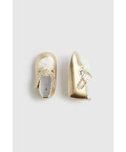 Load image into Gallery viewer, Mothercare Gold Flower Pram Shoes
