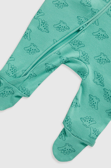 Mothercare Dinosaur Zip-Up Baby Sleepsuits - 2 Pack