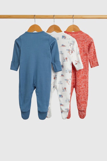 Mothercare Vehicles Baby Sleepsuits - 3 Pack