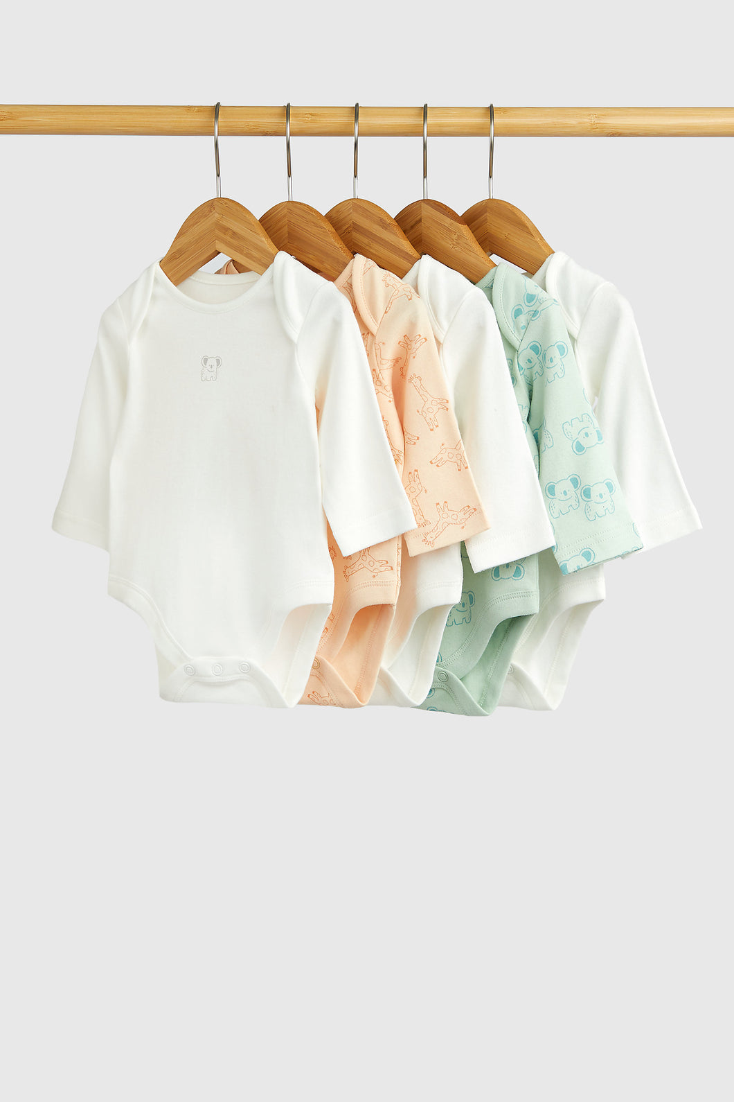 Mothercare Safari Long Sleeved Bodysuits - 5 Pack