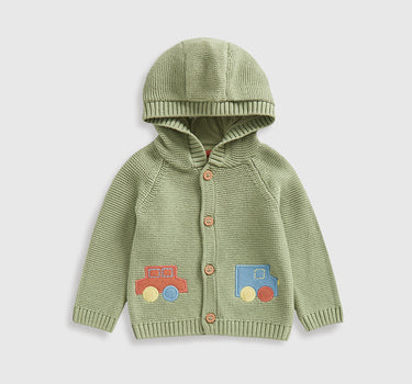 Mothercare Green Car Hooded Cardigan