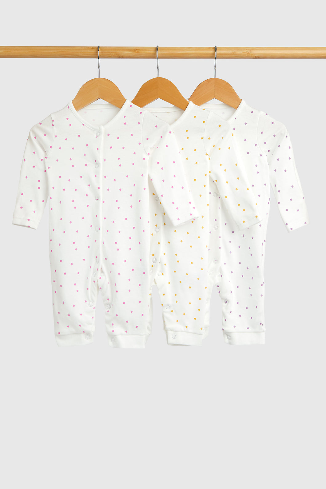 Mothercare Spotted Footless Sleepsuits - 3 Pack
