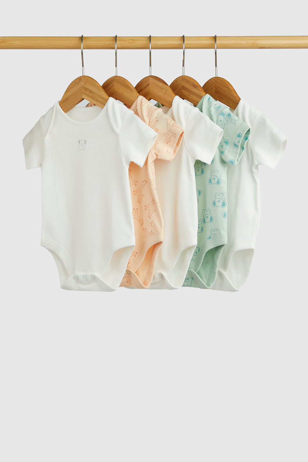 Mothercare Safari Short-Sleeved Bodysuits - 5 Pack
