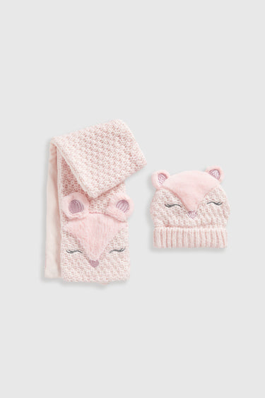 Mothercare Pink Deer Hat and Scarf Set