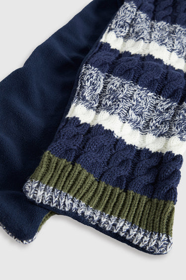 Mothercare Blue Knitted Hat, Scarf and Gloves Set