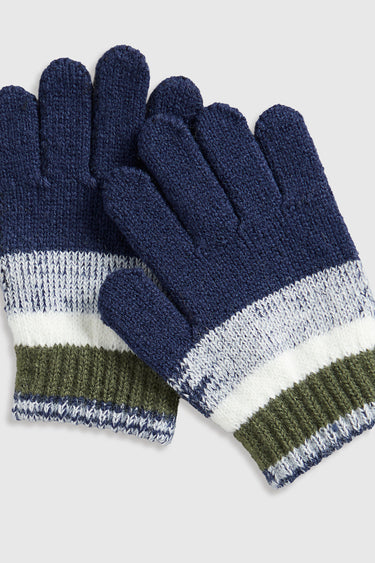 Mothercare Blue Knitted Hat, Scarf and Gloves Set
