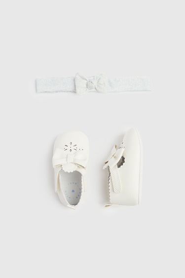 Mothercare Pram Shoes and Headband Set