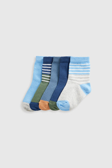 Mothercare Blue Stripe Socks - 5 Pack