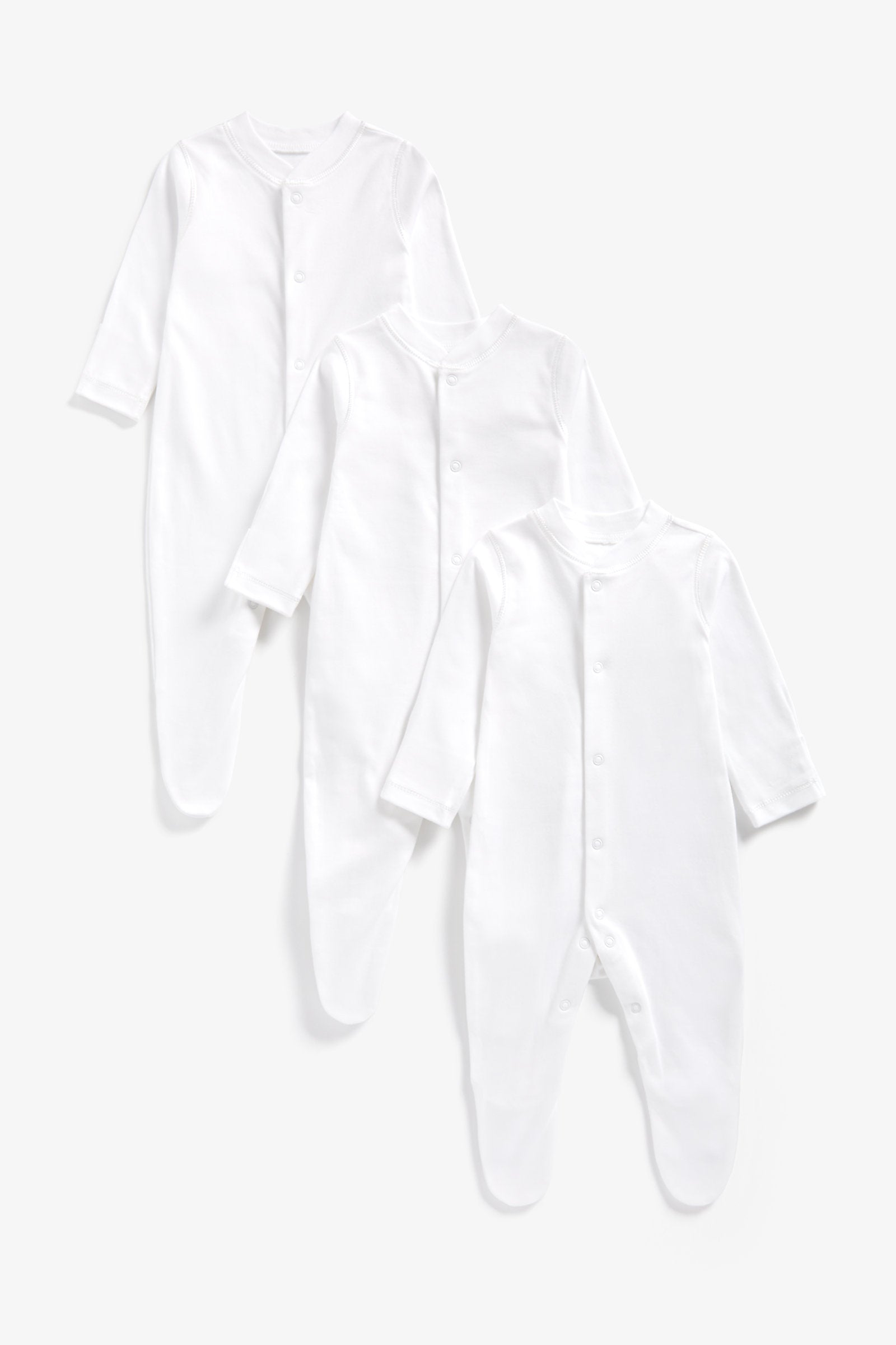 Mothercare White Sleepsuits - 3 Pack