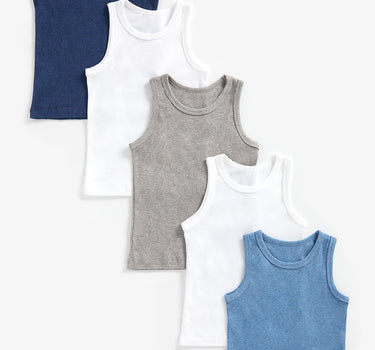 Mothercare Blue Marl Vests - 5 Pack