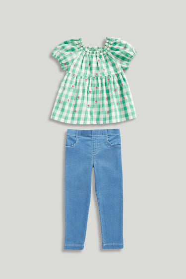 Mothercare Gingham Blouse and Jeggings Set
