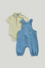 Load image into Gallery viewer, Mothercare Dungarees and Polo Bodysuit Set
