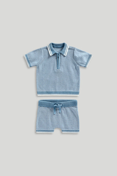 Mothercare Knitted Polo Top and Shorts Set