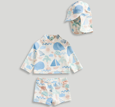 Mothercare Sunsafe UPF50+ Rash Vest Shorts and Keppi