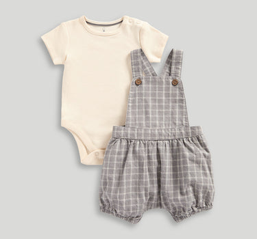 Mothercare Checked Bibshorts and Bodysuit Set