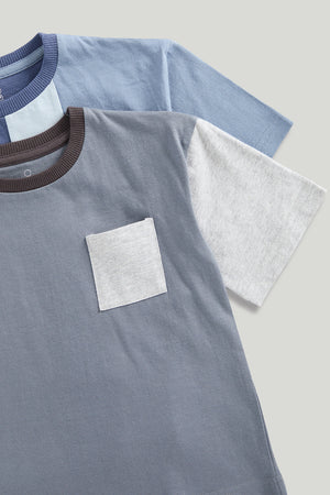 Mothercare Grey and Blue Short Pyjamas - 2 Pack