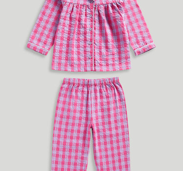 Mothercare Pink Check Woven Pyjamas