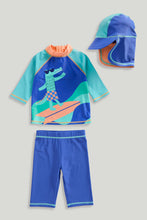 Load image into Gallery viewer, Mothercare Sunsafe Rash Vest Swim Shorts and Keppi Set
