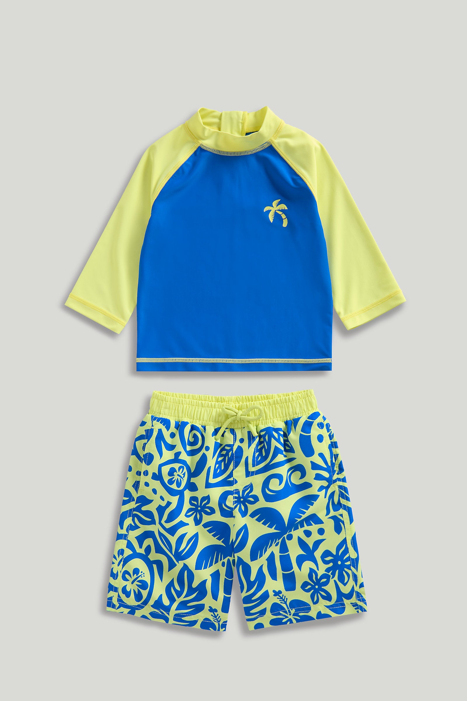 Mothercare Palm Sunsafe UPF50+ Rash Vest and Board Shorts Set