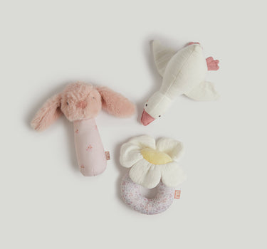 Mothercare Pink Clay Story Plush Rattle 3Pk