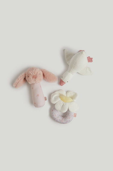 Mothercare Pink Clay Story Plush Rattle 3Pk