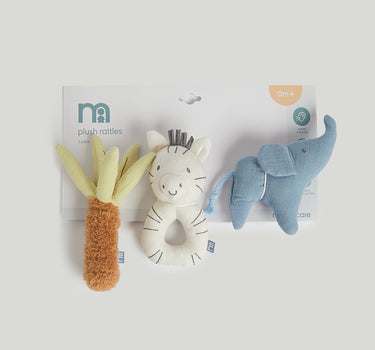 Mothercare Forest Hues Plush Rattle 3Pk