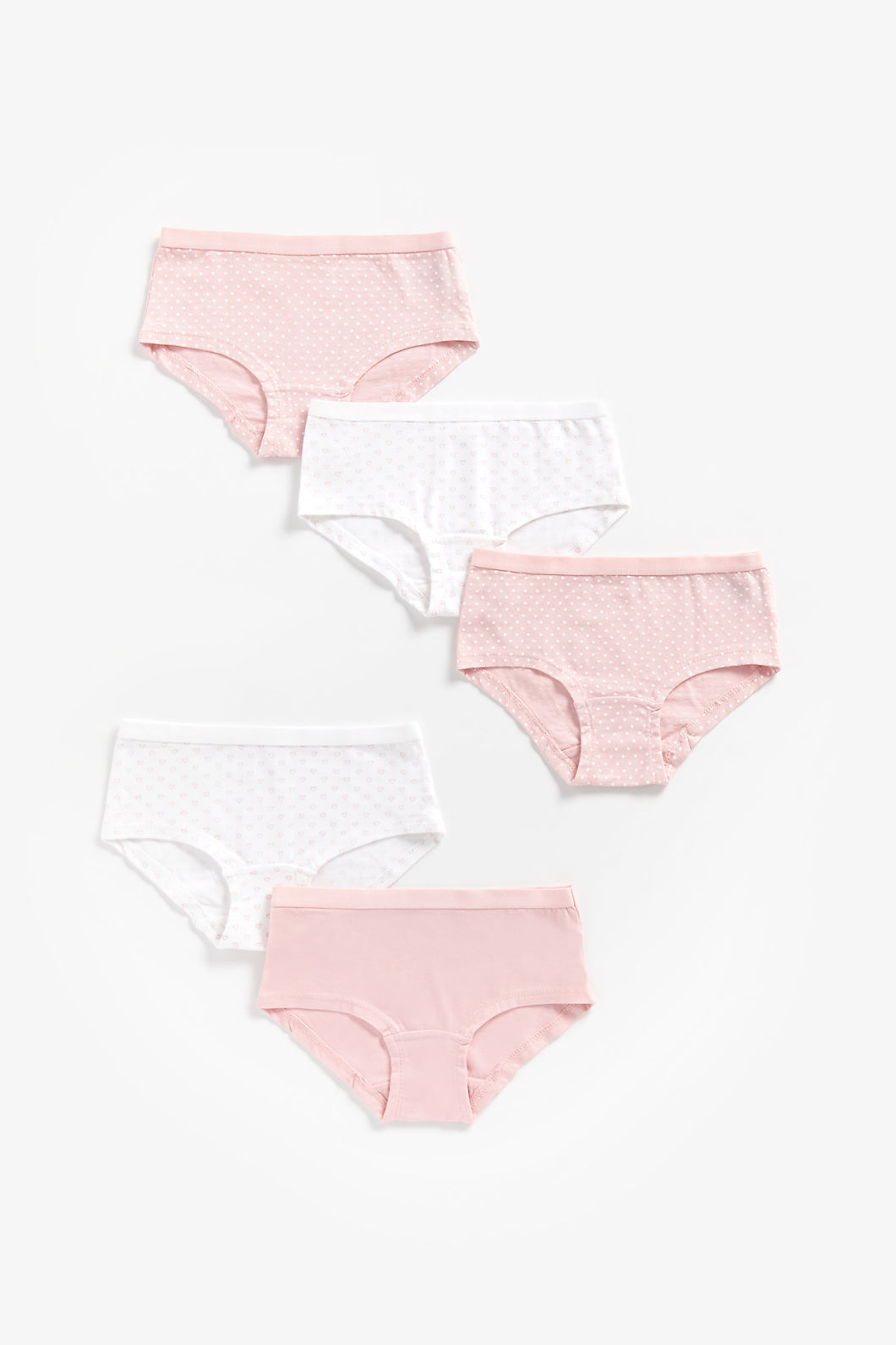 Mothercare Pink And White Hipster Briefs - 5 Pack