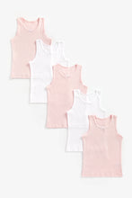 Load image into Gallery viewer, Mothercare Pink And White Vests - 5 Pack
