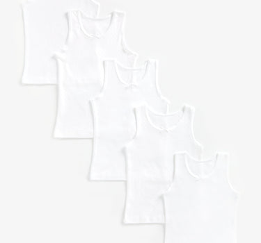 Mothercare White Sleeveless Vests - 5 Pack