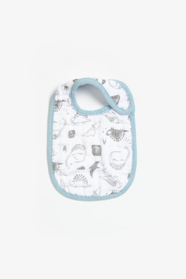 Mothercare Blue Dino Muslin Newborn Bibs - 3 Pack