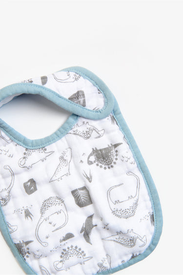 Mothercare Blue Dino Muslin Newborn Bibs - 3 Pack