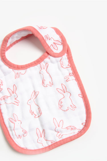 Mothercare Pink Bunny Muslin Newborn Bibs - 3 Pack