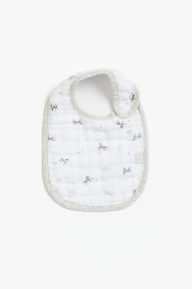 Mothercare Grey Zebra Muslin Newborn Bibs - 3 Pack