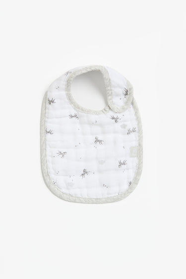 Mothercare Grey Zebra Muslin Newborn Bibs - 3 Pack