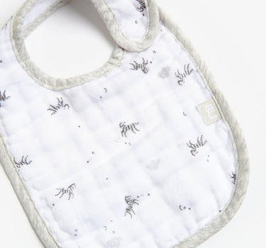 Mothercare Grey Zebra Muslin Newborn Bibs - 3 Pack