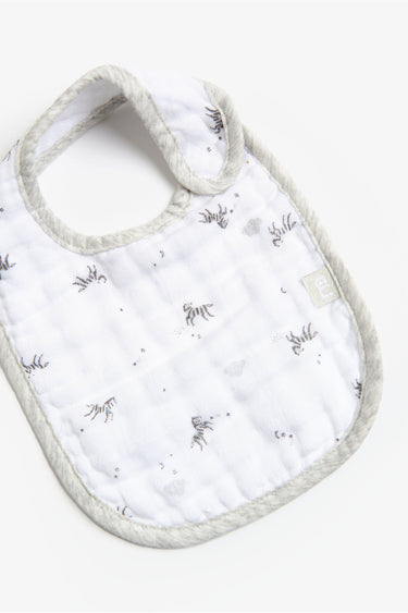 Mothercare Grey Zebra Muslin Newborn Bibs - 3 Pack