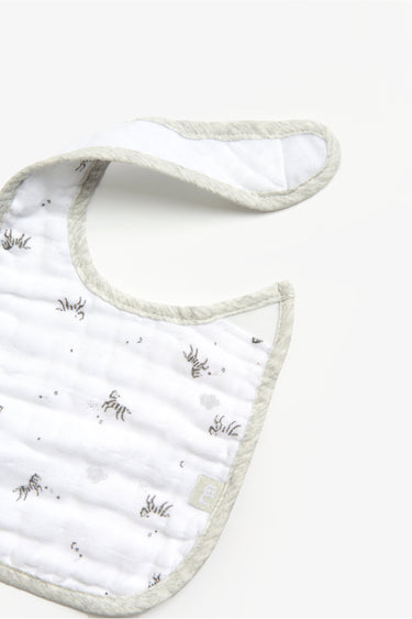 Mothercare Grey Zebra Muslin Newborn Bibs - 3 Pack