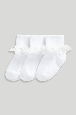 Mothercare 3 Pack White Lace Frill Baby Socks