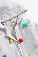 Load image into Gallery viewer, Mothercare Grey Zip-Through Hoody With Pom Poms
