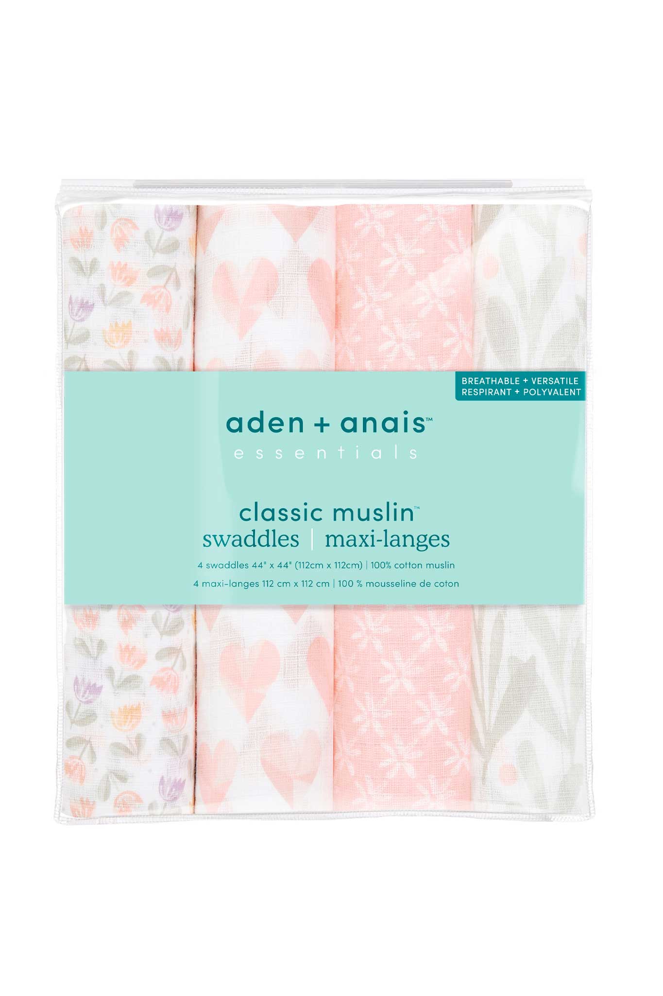 Aden+Anais Essential Cotton Muslin Swaddle 4 Pack