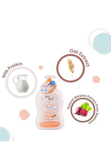 Bzu Bzu Oat & Milk Head to Toe Baby Wash - 600ml