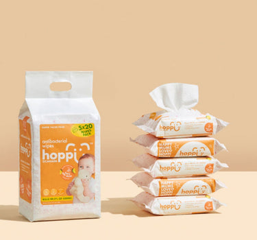 Hoppi Anti-Bacterial Wipes - 20 Pack X 5