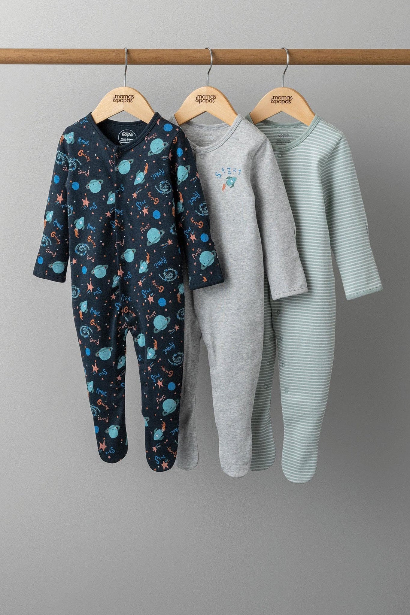 Mamas & Papas ABC Sleepsuits - 3 Pack