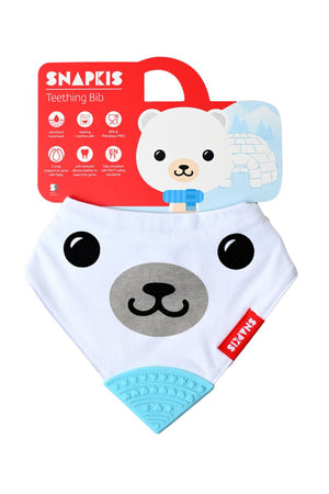 Snapkis Teething Bib With Silicone Teether - Polar Bear