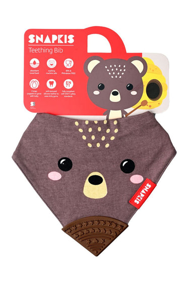 Snapkis Teething Bib With Silicone Teether - Bear