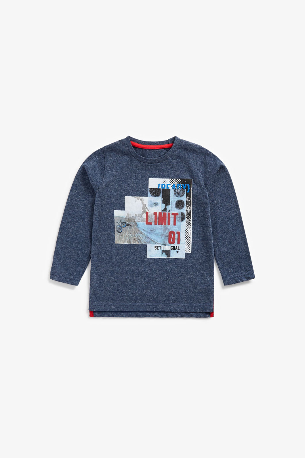 Mothercare Navy Marl Photograhic Long-Sleeved T-Shirt